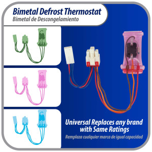 Appli Parts APBT-S2008FP Bimetal Termico Tipo Asiatico 3 Cables Abre 12 C y Cierra -5 C Fusible a 72C Naranja / Rojo / Marron, Remplaza BIM-2008 Termodisco