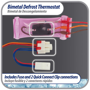 Appli Parts APBT-S2008FP Bimetal Termico Tipo Asiatico 3 Cables Abre 12 C y Cierra -5 C Fusible a 72C Naranja / Rojo / Marron, Remplaza BIM-2008 Termodisco