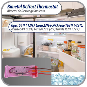 Appli Parts APBT-S2008FP Bimetal Termico Tipo Asiatico 3 Cables Abre 12 C y Cierra -5 C Fusible a 72C Naranja / Rojo / Marron, Remplaza BIM-2008 Termodisco
