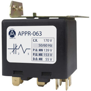 Appli Parts APPR-063 Relay Potencial 063, Voltaje de Bobina 170 V, Recogida Minima 139 V, Recogida Maxima 153 V, Caida Maxima 55 V, 50/60Hz Remplazo universal para unidades de refrigeracion y aire acondicionado Appli Parts APPR-063 Relay Potencial 063, Voltaje de Bobina 170 V, Recogida Minima 139 V, Recogida Maxima 153 V, Caida Maxima 55 V, 50/60Hz Remplazo universal para unidades de refrigeracion y aire acondicionado