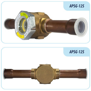 Appli Parts APSG-12S Visor de Liquido 1/2 pulg Indicador de Humedad con conexiones Soldable con cuerpo extraible para Sistemas de Refrigeracion y Aire Acondicionado compatible con refrigerantes CFC, HCFC, HFC