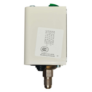 Danfoss 060-117391 Presostato KP5 de Alta para Sistemas de Refrigeracion con Reset Manual, 43 psi de Diferencial y conexion para 1/4 Flare 060-117366