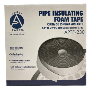 Appli Parts APTF-230 Tape Cinta Espuma Aislante de 1/8 pulg x 2 pulg x 30 ft (3mmx50mmx9m), temperatura de tolerancia 80 C, densidad 0.033 g/cm3 Appli Parts APTF-230 Tape Cinta Espuma Aislante de 1/8 pulg x 2 pulg x 30 ft (3mmx50mmx9m), temperatura de tolerancia 80 C, densidad 0.033 g/cm3