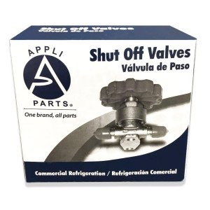 Appli Parts APSV-12 Valvula de Paso 1/2 pulg SAE Flare Rosca, para sistemas de refrigeracion, aire acondicionado y calefaccion, con cuerpo de bronce macizo
