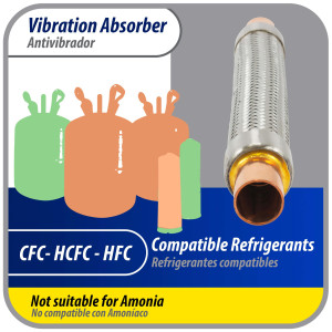 Appli Parts APVE-34 Antivibrador 3/4 pulg Soldable Eliminador de Vibracion 25cm Largo 450psi presion maxima de trabajo y 3.265psi presion de rotura