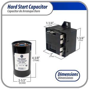 Appli Parts Start kit para aire acondicionado incluye Capacitor de arranque 270-327mfd 330V y relay potencial para equipos 4-5 Ton aire acondicionado compresores scroll y reciprocantes 208-265 Volts 1 Ph APHS-3 Appli Parts Start kit para aire acondicionado incluye Capacitor de arranque 270-327mfd 330V y relay potencial para equipos 4-5 Ton aire acondicionado compresores scroll y reciprocantes 208-265 Volts 1 Ph APHS-3