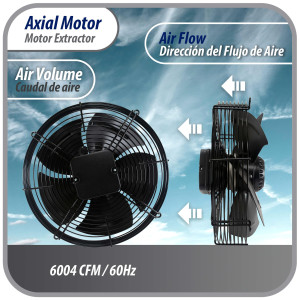 Appli Parts AXF-630 Extractor Axial 630 mm (24-3/4 pulg) 220 V, 1 ph, 60 Hz, 1150 W, 1500 rpm, Rango Temperatura -30 C a 60 C, incluye aspa y base tipo jaula