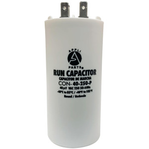 Appli Parts Condensador Capacitor de Marcha 40 Mfd uF (microfaradios) 250VAC CBB60 Cuerpo plastico para bombas de agua y otras aplicaciones Redondo UL E476928 10.8 cm Alto 4.5 cm Ancho CON-40-250-P