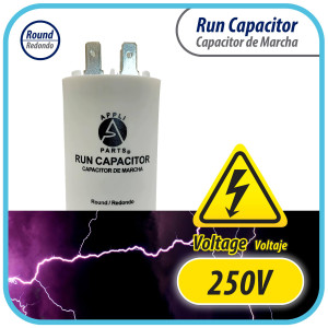 Appli Parts Condensador Capacitor de Marcha 40 Mfd uF (microfaradios) 250VAC CBB60 Cuerpo plastico para bombas de agua y otras aplicaciones Redondo UL E476928 10.8 cm Alto 4.5 cm Ancho CON-40-250-P