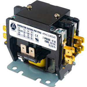 Contactor 2 Polos 40A 240V repuesto para compresores de CA y otras aplicaciones electricas Certificacion UL 476929 de Trabajo Pesado, Appli Parts modelo APAC-240240 Contactor 2 Polos 40A 240V repuesto para compresores de CA y otras aplicaciones electricas Certificacion UL 476929 de Trabajo Pesado, Appli Parts modelo APAC-240240