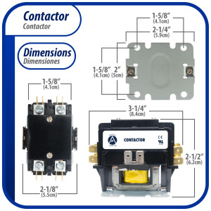 Contactor 2 Polos 40A 240V repuesto para compresores de CA y otras aplicaciones electricas Certificacion UL 476929 de Trabajo Pesado, Appli Parts modelo APAC-240240 Contactor 2 Polos 40A 240V repuesto para compresores de CA y otras aplicaciones electricas Certificacion UL 476929 de Trabajo Pesado, Appli Parts modelo APAC-240240