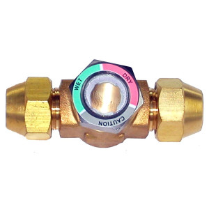 Appli Parts APSG-12A Visor de Liquido 1/2 pulg Flare e Indicador de Humedad con conexiones Rosca con cuerpo extraible para Sistemas de Refrigeracion y Aire Acondicionado compatible con refrigerantes CFC, HCFC, HFC