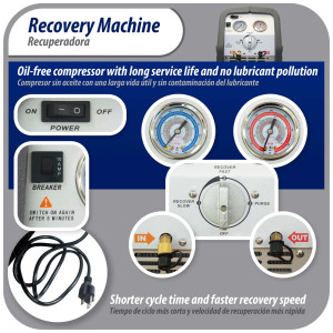 Appli Parts APRRM-11 Maquina recuperadora de refrigerante 1 Hp, 110 V, 60Hz, portable funciona con multiples refrigerantes, incluye filtro secador y manguera Appli Parts APRRM-11 Maquina recuperadora de refrigerante 1 Hp, 110 V, 60Hz, portable funciona con multiples refrigerantes, incluye filtro secador y manguera