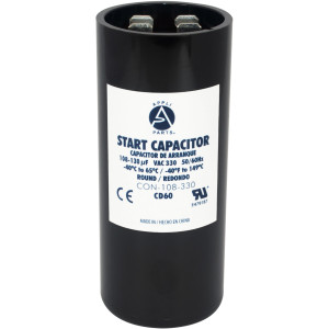 Appli Parts Condensador Capacitor Arranque 108-130 Mfd (microfaradios) uF 330 VAC remplazo universal para motores electricos de distintas aplicaciones 3.7cm Diametro 8.6cm Alto CON-108-330
