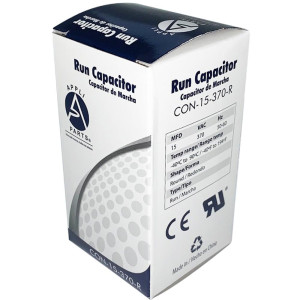 Appli Parts Condensador Capacitor de Marcha 15 Mfd uF (microfaradios) 370VAC CBB65 Universal Aire acondicionado y otras aplicaciones Redondo UL E476928 cm Alto cm Ancho CON-15-370-R