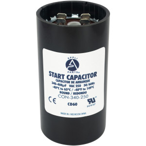Appli Parts Condensador Capacitor Arranque 340-408 Mfd (microfaradios) uF 250 VAC remplazo universal para motores electricos de distintas aplicaciones 4.6cm Diametro 8.6cm Alto CON-340-250

