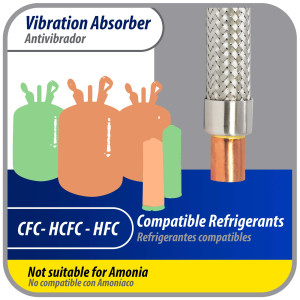 Appli Parts APVE-58 Antivibrador 5/8 pulg Soldable Eliminador de Vibracion 25cm Largo 450psi presion maxima de trabajo y 3.265psi presion de rotura