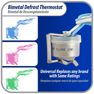 Appli Parts APBT-L45C Bimetal Termico 2 Cables Abre a 7 C y Cierra a -4 C, con clip, cables de colores negro y negro, Referencia BIM-315 Termodisco