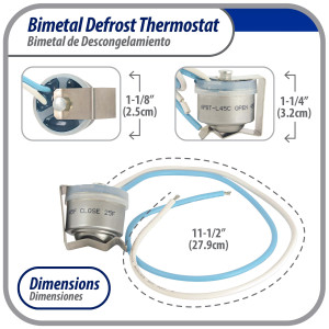 Appli Parts APBT-L45C Bimetal Termico 2 Cables Abre a 7 C y Cierra a -4 C, con clip, cables de colores negro y negro, Referencia BIM-315 Termodisco