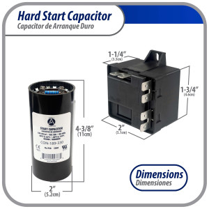 Appli Parts Start kit para aire acondicionado incluye Capacitor de arranque 189-227mfd 330V y relay potencial para equipos 3.5-4.5 Ton aire acondicionado compresores scroll y reciprocantes 208-265 Volts 1 Ph APHS-2 Appli Parts Start kit para aire acondicionado incluye Capacitor de arranque 189-227mfd 330V y relay potencial para equipos 3.5-4.5 Ton aire acondicionado compresores scroll y reciprocantes 208-265 Volts 1 Ph APHS-2