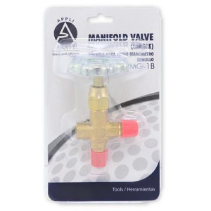 Appli Parts APMG-1B Valvula para Juego Manometro Sencillo con conexion de 1/4 pulg para refrigeracion y aire acondicionado Presion alta o baja