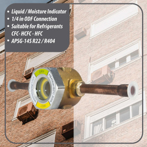 Appli Parts APSG-14S Visor de Liquido 1/4 pulg Indicador de Humedad con conexiones Soldable con cuerpo extraible para Sistemas de Refrigeracion y Aire Acondicionado compatible con refrigerantes CFC, HCFC, HFC