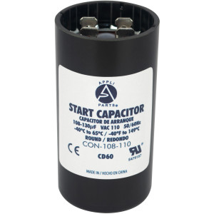 Appli Parts Condensador Capacitor Arranque 108-130 Mfd (microfaradios) uF 110-125 VAC remplazo universal para motores electricos de distintas aplicaciones 3.7cm Diametro 7cm Alto CON-108-110
 Appli Parts Condensador Capacitor Arranque 108-130 Mfd (microfaradios) uF 110-125 VAC remplazo universal para motores electricos de distintas aplicaciones 3.7cm Diametro 7cm Alto CON-108-110