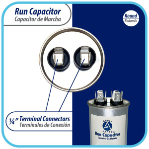 Appli Parts Condensador Capacitor de Marcha 12.5 Mfd uF (microfaradios) 370VAC o 450VAC CBB65 Universal Aire acondicionado y otras aplicaciones Redondo UL E476928 7.5cm Alto 3.7cm Ancho CON-4-450