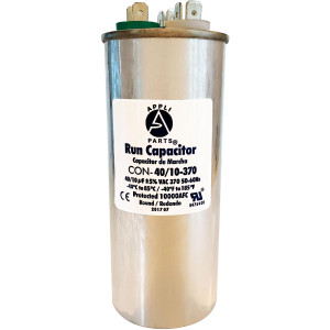 Appli Parts Condensador Capacitor de Marcha 40+10 Mfd uF (microfaradios) 370VAC CBB65 Universal Aire acondicionado y otras aplicaciones Redondo UL E476928 5cm Ancho 13cm Alto CON-40/10-370-R