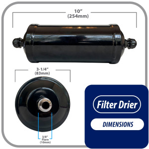 Appli Parts APFD-303 Filtro Secador 3/8 pulg para linea Liquido para Sistemas de Refrigeracion y aire acondicionado 303 SAE Rosca Universal Unidireccional 267mm Largo 100mm Ancho