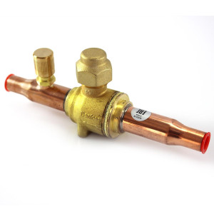 Danfoss 009L7051 Valvula de Cierre 3/8pulg tipo Bola de conexion soldable GBC 10s Multiple Refrigerante MWP 650psi WT -40C a 149C con puerto de servicio SAE 1/4 pulg Bi-Direccional