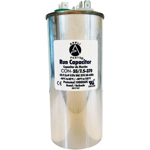 Appli Parts Condensador Capacitor de Marcha 55+7.5 Mfd uF (microfaradios) 370VAC CBB65 Universal Aire acondicionado y otras aplicaciones Redondo UL E476928 13.3cm Alto 5.7cm Ancho CON-55/7.5-370-R