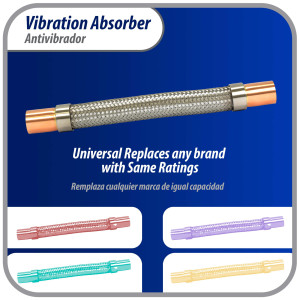 Appli Parts APVE-118 Antivibrador 1-1/8 pulg Soldable Eliminador de Vibracion 33cm Largo 450psi presion maxima de trabajo y 3.265psi presion de rotura