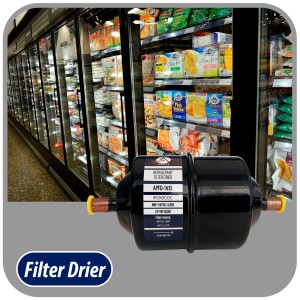 Appli Parts APFD-163S Filtro Secador 3/8 pulg para linea Liquido para Sistemas de Refrigeracion y aire acondicionado 163S ODF Soldable Universal Unidireccional 178mm Largo 76mm Ancho