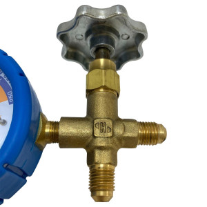 Appli Parts APMG-A2L Manometro Sencillo Baja presion R12/R134/R22/R404 analogo con escala de temperatura en Celsius y conexiones de 1/4 de pulg