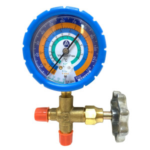 Appli Parts APMG-A2L Manometro Sencillo Baja presion Compatible con R12, R134a, R22, R404A, analogo con escala de temperatura en Celsius y conexiones de 1/4 de pulg
