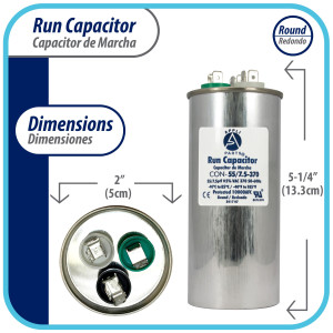 Appli Parts Condensador Capacitor de Marcha 55+7.5 Mfd uF (microfaradios) 370VAC o 450VAC CBB65 Universal Aire acondicionado y aplicaciones Redondo UL E476928 13.3cm Alto 5cm Ancho CON-55/7.5-450 Appli Parts Condensador Capacitor de Marcha 55+7.5 Mfd uF (microfaradios) 370VAC o 450VAC CBB65 Universal Aire acondicionado y aplicaciones Redondo UL E476928 13.3cm Alto 5cm Ancho CON-55/7.5-450