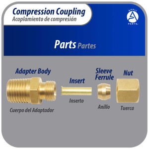 Appli Parts APWF-100BC Acople de Reduccion de compresion de laton de 1/4 pulg para filtro de agua en linea con conexion NPT macho de 3/8 pulg para tuberia de cobre o PVC Appli Parts APWF-100BC Acople de Reduccion de compresion de laton de 1/4 pulg para filtro de agua en linea con conexion NPT macho de 3/8 pulg para tuberia de cobre o PVC