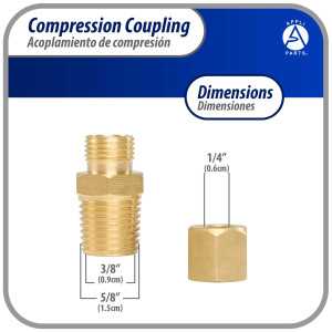 Appli Parts APWF-100BC Acople de Reduccion de compresion de laton de 1/4 pulg para filtro de agua en linea con conexion NPT macho de 3/8 pulg para tuberia de cobre o PVC Appli Parts APWF-100BC Acople de Reduccion de compresion de laton de 1/4 pulg para filtro de agua en linea con conexion NPT macho de 3/8 pulg para tuberia de cobre o PVC