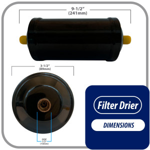 Appli Parts APFD-414S Filtro Secador 1/2 pulg para linea Liquido para Sistemas de Refrigeracion y aire acondicionado 414S ODF Soldable Universal Unidireccional 241mm Largo 89mm Ancho