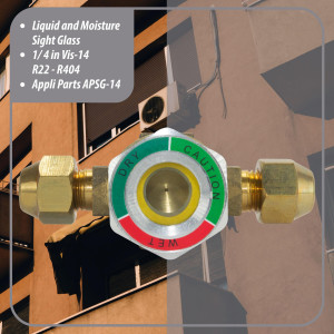 Appli Parts APSG-14A Visor de Liquido 1/4 pulg Flare e Indicador de Humedad con conexiones Rosca con cuerpo extraible para Sistemas de Refrigeracion y Aire Acondicionado compatible con refrigerantes CFC, HCFC, HFC