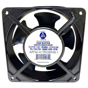 Appli Parts APFM-A12038HBL1 22/21 W Motor Ventilador Axial, 110 V, 50/60 Hz, 0.24/0.23 A, 90/100 CFM, 2600/3000 rpm, remplazo Universal para Ventilzacion y Enfriamiento, 42/44 dB, 120x120x38mm 