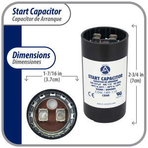 Appli Parts Condensador Capacitor Arranque 189-227 Mfd (microfaradios) uF 110-125 VAC remplazo universal para motores electricos de distintas aplicaciones 3.7cm Diametro 7cm Alto CON-189-110
 Appli Parts Condensador Capacitor Arranque 189-227 Mfd (microfaradios) uF 110-125 VAC remplazo universal para motores electricos de distintas aplicaciones 3.7cm Diametro 7cm Alto CON-189-110