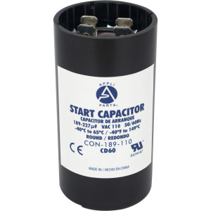 Appli Parts Condensador Capacitor Arranque 189-227 Mfd (microfaradios) uF 110-125 VAC remplazo universal para motores electricos de distintas aplicaciones 3.7cm Diametro 7cm Alto CON-189-110
 Appli Parts Condensador Capacitor Arranque 189-227 Mfd (microfaradios) uF 110-125 VAC remplazo universal para motores electricos de distintas aplicaciones 3.7cm Diametro 7cm Alto CON-189-110