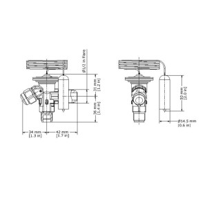 Danfoss 068Z3206 1/4 - 5.5TR Cuerpo de Valvula de Expansion, T 2, R22,R407C, 3/8x1/2 pulg, Flare Roscable, Ecualizacion Interna, Single-flow, -40 a 10 C, Capacidad determinada Segun Orficio, Producto Identico 0608Z3466