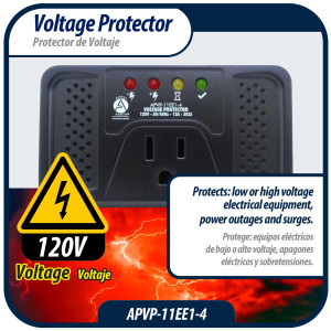 Appli Parts APVP-11EE1-4 Protector de Voltaje 120 V, 50/60 Hz, 12 A, 303 joules, para Refrigerador con Tarjeta Digital, actua como supresor de picos, funciona con todas las marcas de electrodomesticos