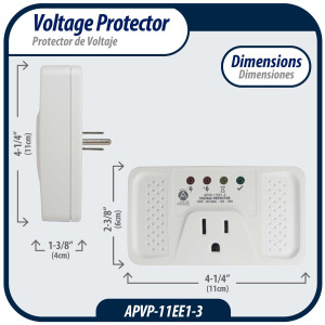 Appli Parts APVP-11EE1-3 Protector de Voltaje 120 V, 50/60 Hz, 12 A, 140 joules, para Refrigerador, actua como supresor de picos, funciona con todas las marcas de electrodomesticos