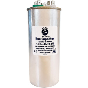 Appli Parts Condensador Capacitor de Marcha 45+10 Mfd uF (microfaradios) 370VAC CBB65 Universal Aire acondicionado y otras aplicaciones Redondo UL E476928 5.4cm Ancho 13.6cm Alto CON-45/10-370-R