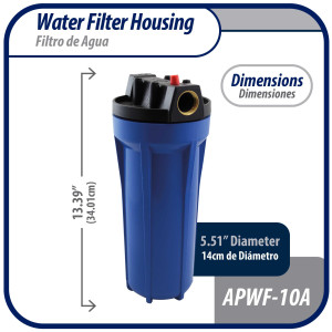 Appli Parts APWF-10A Filtro de Agua de 10 pulg color Azul con Conector Hembra de 3/4 pulg de Bronce (No incluye el elemento filtrante) Appli Parts APWF-10A Filtro de Agua de 10 pulg color Azul con Conector Hembra de 3/4 pulg de Bronce (No incluye el elemento filtrante)