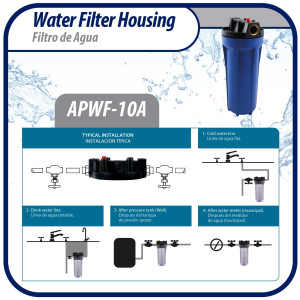Appli Parts APWF-10A Filtro de Agua de 10 pulg color Azul con Conector Hembra de 3/4 pulg de Bronce (No incluye el elemento filtrante)